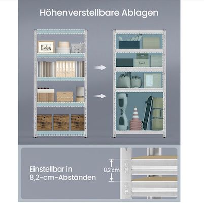 2x SONGMICS Schwerlastregal mit verstellbaren Ablagen für 43,99€ (statt 53€)