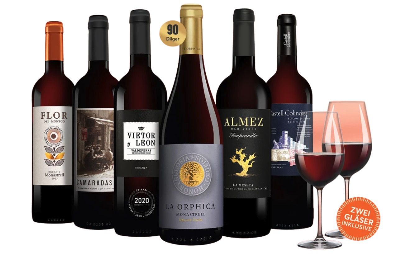 🍷 Sommer Rotwein Paket mit 6 Flaschen ab 29,99€   2 Weingläser gratis