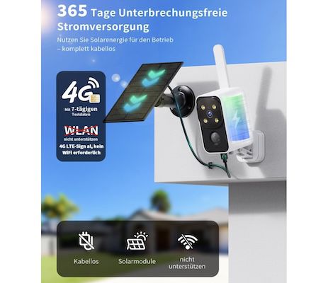 🏡📹 Pesair 4G LTE Überwachungskamera mit SIM Karte für 39,19€ (statt 56€)