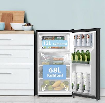 Comfee RCD80DK3(E)   80L Kühlschrank mit Gefrierfach für 164,99€ (statt 185€)