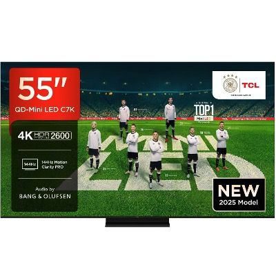 📺 TCL 55C7K Mini-LED Fernseher 55″ 4K Dolby Atmos mit Bang & Olufsen für 599€ (statt 749€)