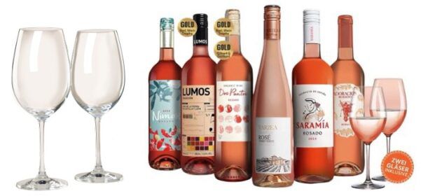 🍷 Vinos Rosado Paket mit 6 Flaschen 🍇 inkl. 2x Schott Zwiesel Gläser ab 25,99€ (statt 56€)