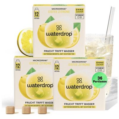 🍋 Waterdrop Eistee Zitrone oder 🍑 Pfirsich ohne Zucker je 36 Stück ➡️ ab 19,38€ (statt 27€)