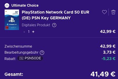 🎮 50€ Playstation Network (PSN) Guthaben für 41,49€