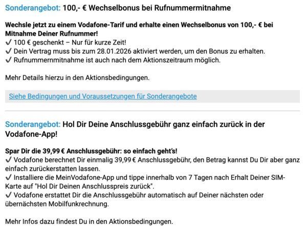 📱 Apple iPhone 16 für 59€ + 45GB Vodafone Allnet für 34,99€ mtl. + 150€ Bonus + 500GB Daten