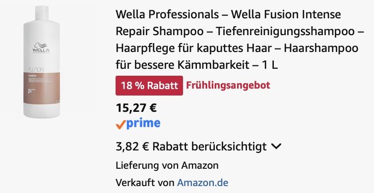 🪮 1 Liter Wella Professionals Fusion Intense Repair Shampoo für 15,27€ (statt 25€) 🪮 1 Liter Wella Professionals Fusion Intense Repair Shampoo für 15,27€ (statt 25€)
