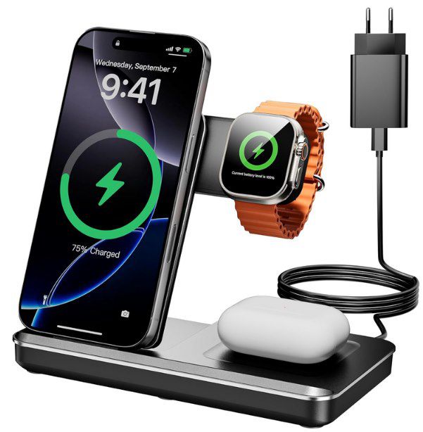 🔌 Eddibox 3in1 Ladestation für Apple Watch, Airpods & iPhone + Adapter für 18,49€ (statt 30€)