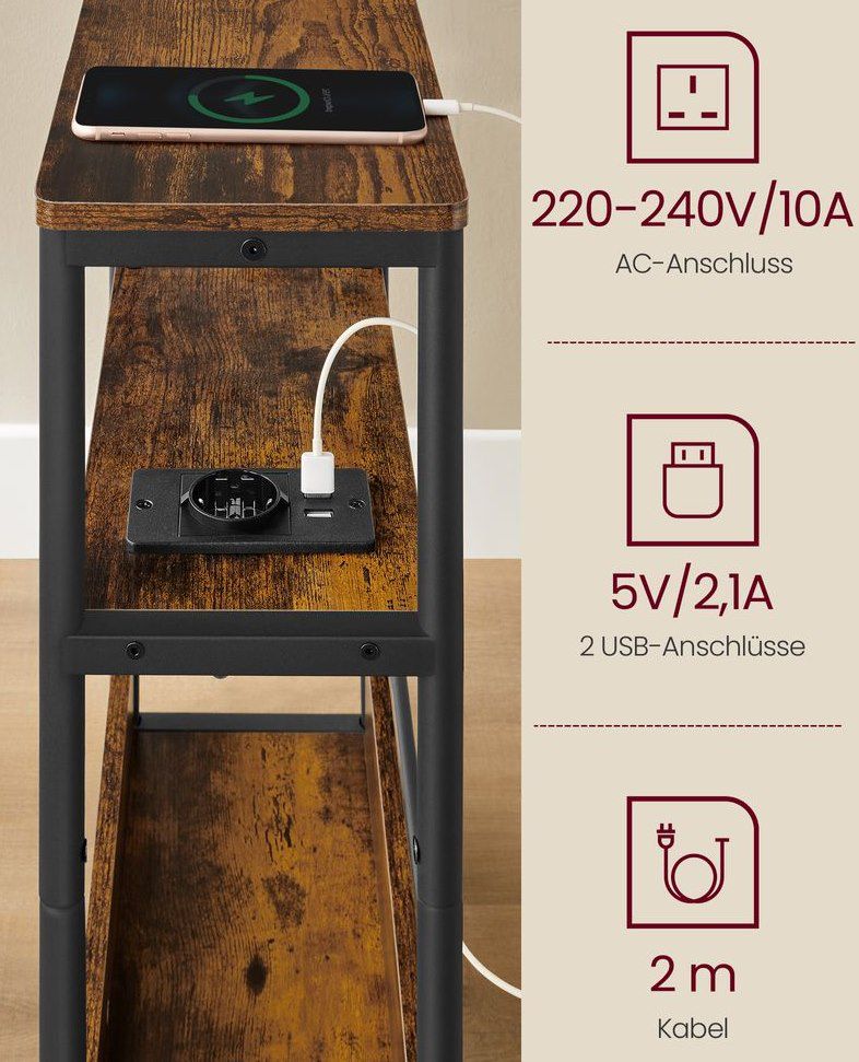 VASAGLE Beistelltisch mit Steckdose für 25,99€ (statt 36€)