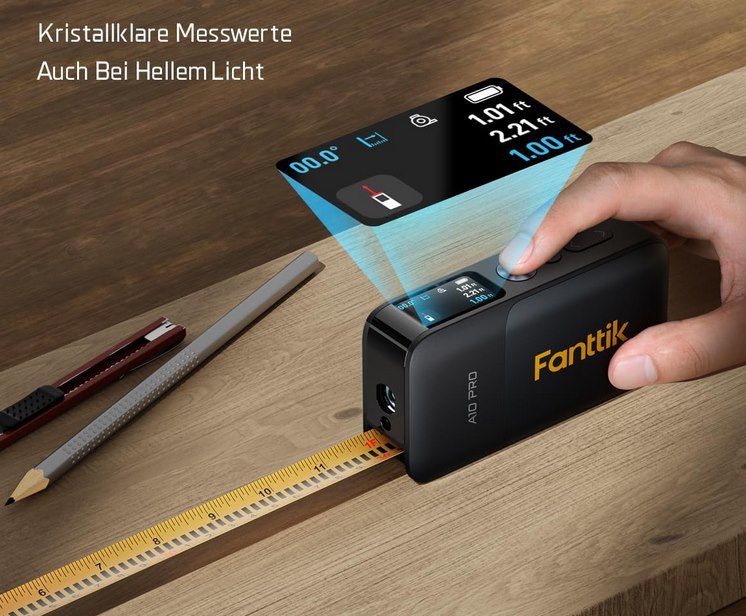 📏 Fanttik A10 Pro 2in1 Laserentfernungsmesser (50m) & Maßband (3m) für 58,49€ (statt 100€)