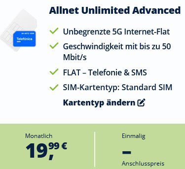 📲 Unlimited Mobile 🔥 unlimitiertes Datenvolumen inkl. Allnet Flat ab 14,99€   ohne AP!