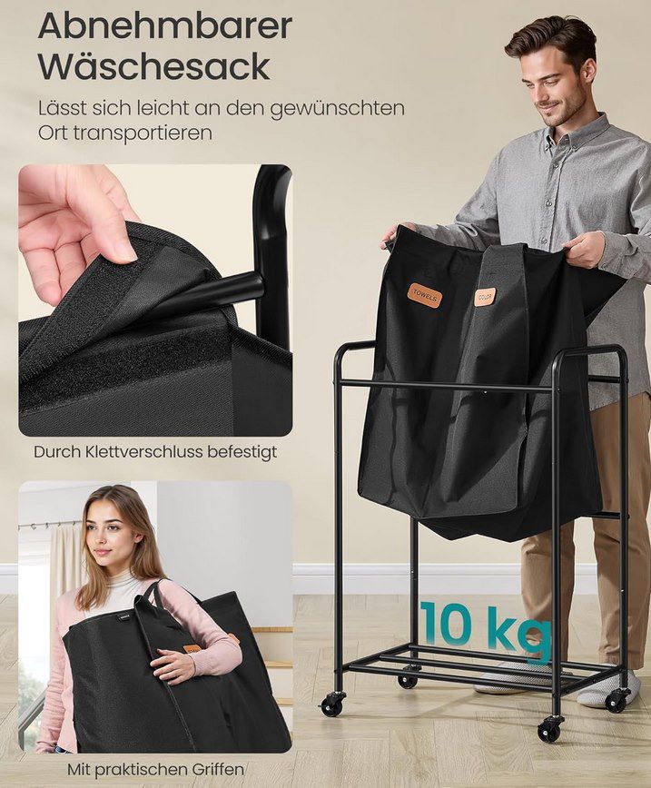 🧺 SONGMICS Wäschekorb (140L) mit Rollen für 18,19€ (statt 28€)