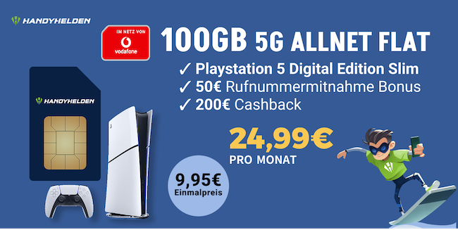 🎮 Eff mit GEWINN 🤯 PS5 Digital Slim 9,95€ + Vodafone 100GB für 24,99€ mtl 🤑 250€ Bonus