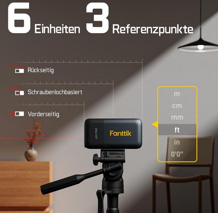 📏 Fanttik A10 Pro 2in1 Laserentfernungsmesser (50m) & Maßband (3m) für 58,49€ (statt 100€)