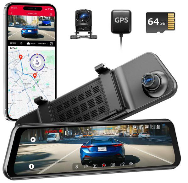 🚗 LINGDU 12 Zoll 4K Rückspiegel Dashcam + Rückkamera, GPS & Speicherkarte für 79,99€ (statt 100€)