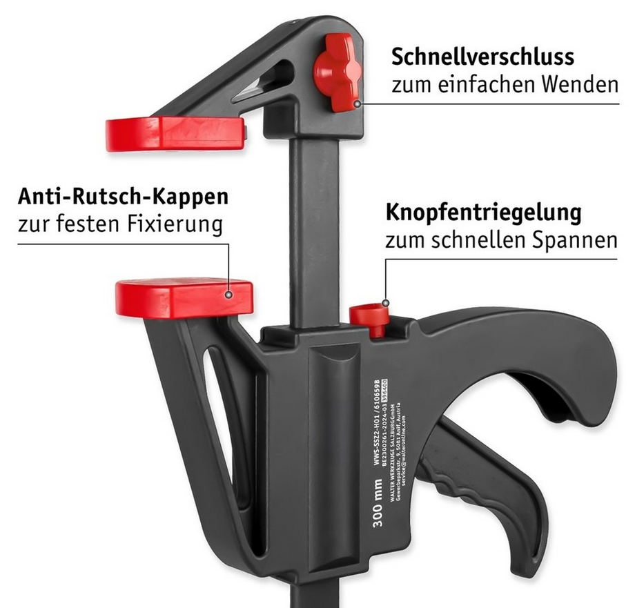 WALTER Schnellspannzwingen Set 6tlg. Spannweite 100, 150, 300mm für 19,90€ (statt 30€)