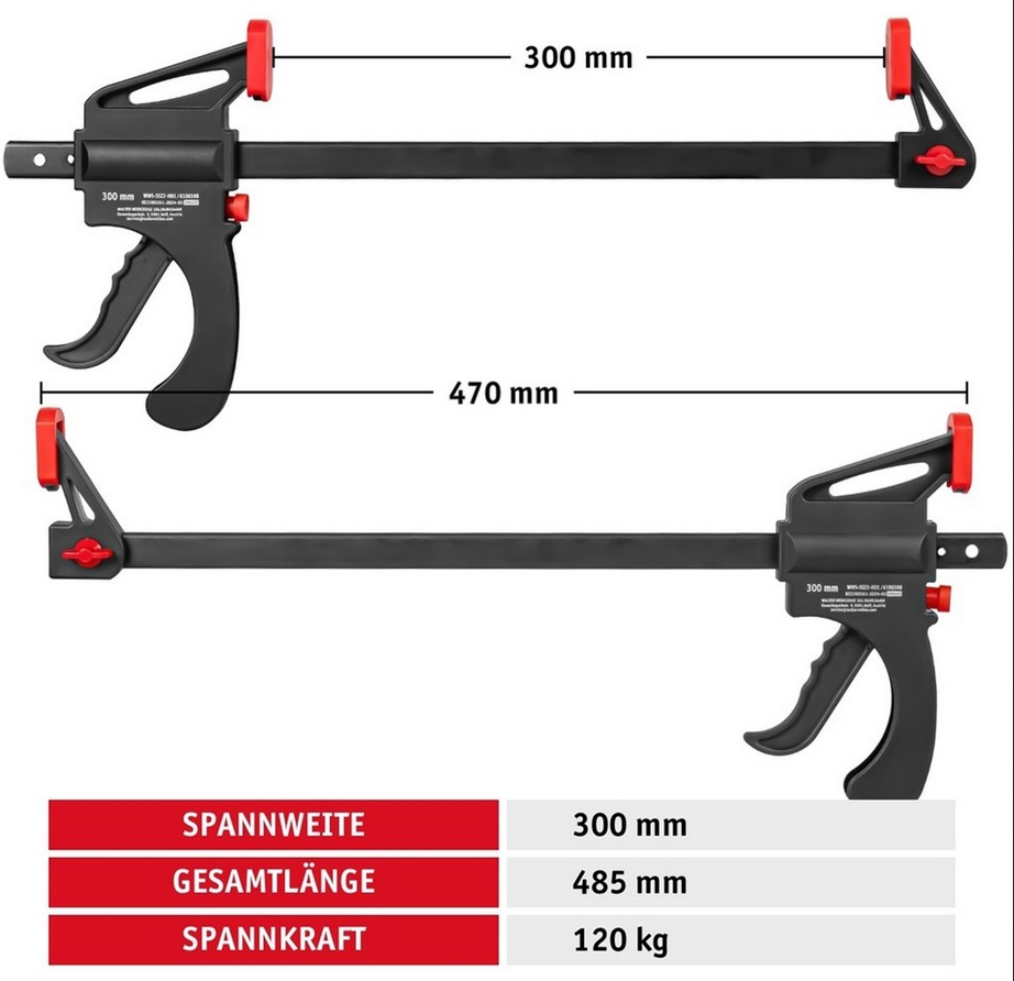 WALTER Schnellspannzwingen Set 6tlg. Spannweite 100, 150, 300mm für 19,90€ (statt 30€)