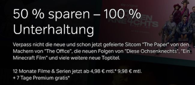 🔥 50% Ersparnis 🍿 12 Mon. WOW TV Filme + Serien für 4,98€ mtl (statt 10€)