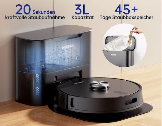 SmartAI S8 PRO Saug Wischrobotter mit Entleerstation für 150€ (statt 198€)