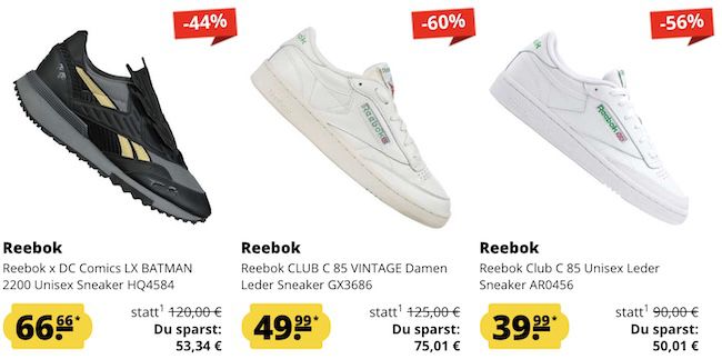 👟👕 Reebok Turbo Sale ab 9,99€ + 5€ Gutschein ab 60€