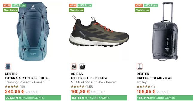 🥾 SportScheck: 15% Rabatt auf Outdoor   z.B. 🎒 Mammut Trion 38 Rucksack 126,89€ (statt 155€)