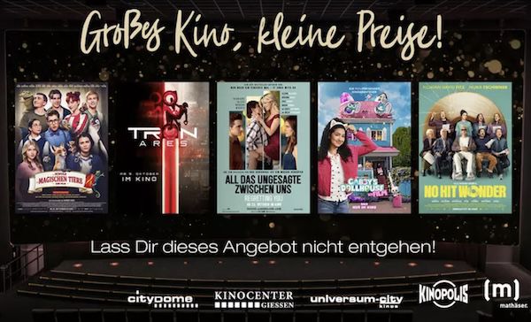 📽️🍿 10x Kinopolis Ticket (inkl. Sitzplatz  & Filmzuschläge) für 59,90€ – Nur 5,99€ pro Ticket