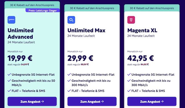 📲 Unlimited Mobile 🔥 unlimitiertes Datenvolumen inkl. Allnet Flat ab 14,99€ mtl.