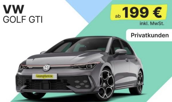 🚗💨 Privat: Volkswagen Golf GTI mit 265 PS für 199€ mtl.   LF 0,44