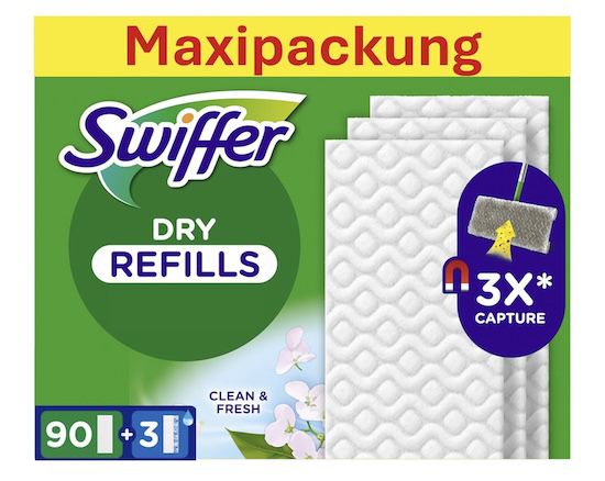 🧹 4x 90er Pack Swiffer Bodenwischer Nachfüllpackung für 32,80€ (statt 52€)