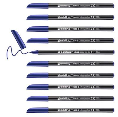 🖊️ 10er Pack edding 1200 Fasermaler (blau, 1mm Rundspitze) für 3€ (statt 6€)