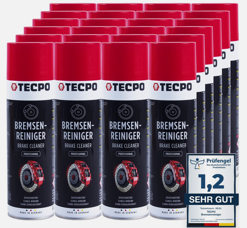 💨 24x Tecpo Brem­sen­- u. Uni­ver­salrei­ni­ger je 500 ml 43,90€ (statt 53€) ➡️ nur 1,82€ Stück