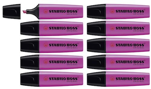 🟣 10x STABILO Textmarker BOSS ORIGINAL in Lila für 4€ (statt 10€)