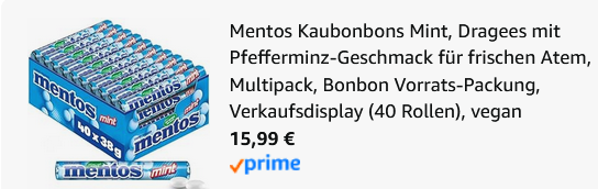 🍃 40 Rollen Mentos mint (Pfefferminze) ab 15,99€ (statt 27€)