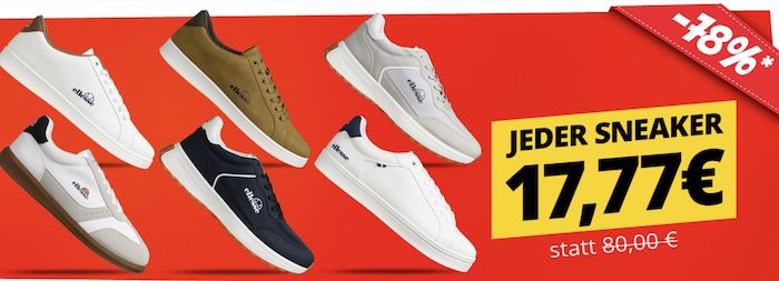 🔥 Restgrößen-Ausverkauf 👟 ellesse Sneaker ab je 17,77€ (statt 41€) 🔥 Restgrößen Ausverkauf 👟 ellesse Sneaker ab je 17,77€ (statt 41€)