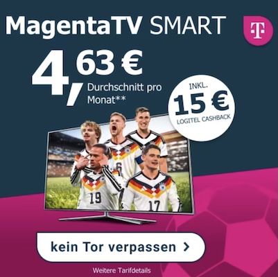 🏆🇩🇪 Für die WM perfekt! 📺 Telekom Magenta TV Smart inkl. RTL+ Premium für eff. 4,63€ mtl. (statt 10€)
