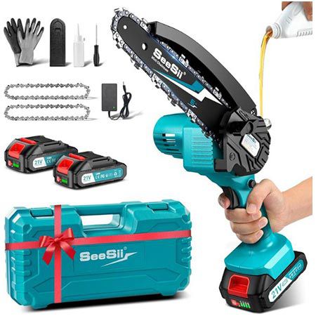 🪚 SEESII 6 Zoll Mini Kettensäge inkl. 2 Akkus + Ladegerät für 32,99€ (statt 60€)