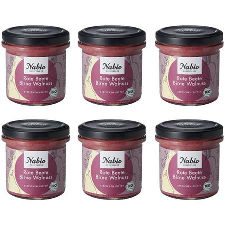 🍞 6er Pack Nabio Mediterraner Aufstrich mit Rote Beete, Birne & Walnuss ab 12,52€ (statt 17€)