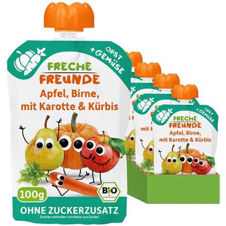 🍹 6er Pack Freche Freunde Bio Quetschie Apfel, Birne, Karotte & Kürbis ab 3,59€ (statt 5€)