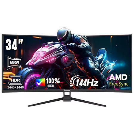 🖥️ Suevery 34″ UWQHD Curved Gaming Monitor mit 144Hz für 194,39€ (statt 249€)