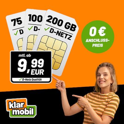 🎉 klarmobil Black Week Deals – Vodafone Tarife mit 75GB, 100GB oder 200GB ab 9,99€