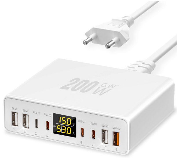 🔋 YSYFAD 200W GAN USB C Ladegerät mit 8 Ports für 17,99€ (statt 30€)