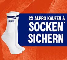 Alpro Produkte kaufen, ein Paar Socken gratis abfassen