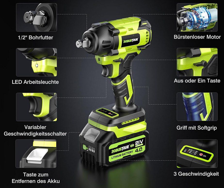 💪 Robustrue 21V Akku Schlagschrauber mit 550Nm & 4Ah Akku für 39,99€ (statt 80€)