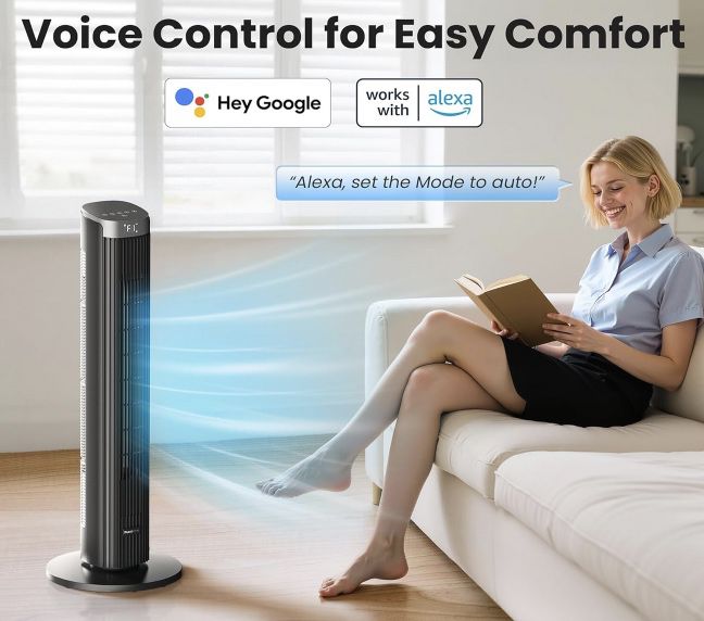 💨 Pureborne Turmventilator mit 90° Oszillation & App Steuerung für 39,59€ (statt 60€)