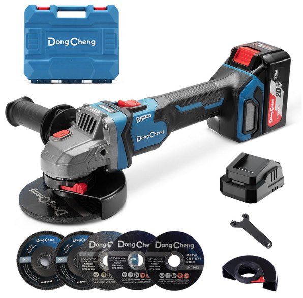 👷‍♂️ DongCheng Akku Winkelschleifer 18V inkl. 4Ah Akku + Ladegerät für 71,99€ (statt 120€)