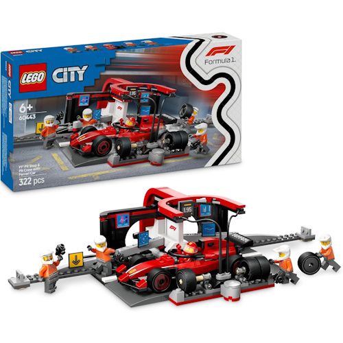 🏎️ LEGO 60443 City F1 Boxenstopp mit Boxencrew und Ferrari Flitzer für 14,99€ (statt 20€)