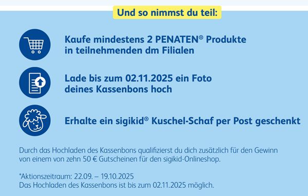 PENATEN Produkte bei dm kaufen   sigikid Kuschel Schaf gratis erhalten