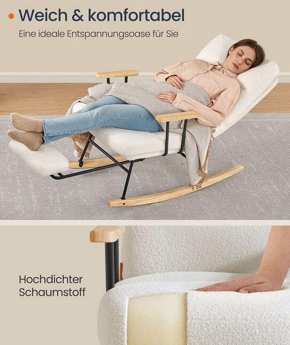 💺 Songmics Schaukelstuhl mit Füßen aus Kautschukholz für 88,99€ (statt 110€)