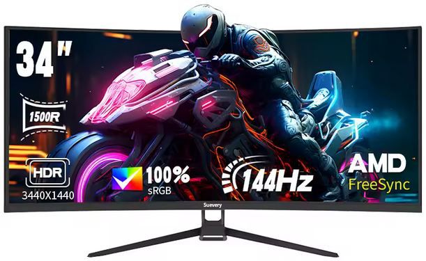 🖥️ Suevery 34 UWQHD Curved Gaming Monitor mit 144Hz für 194,39€ (statt 249€)