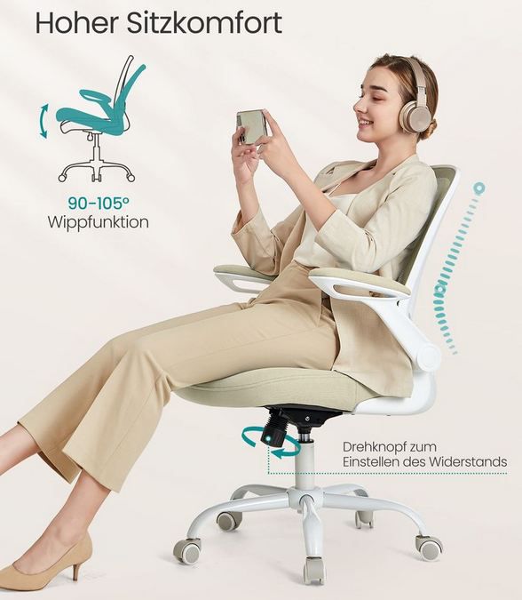💺 SONGMICS Bürostuhl mit gepolsterter Lendenstütze für 56,99€ (statt 68€)