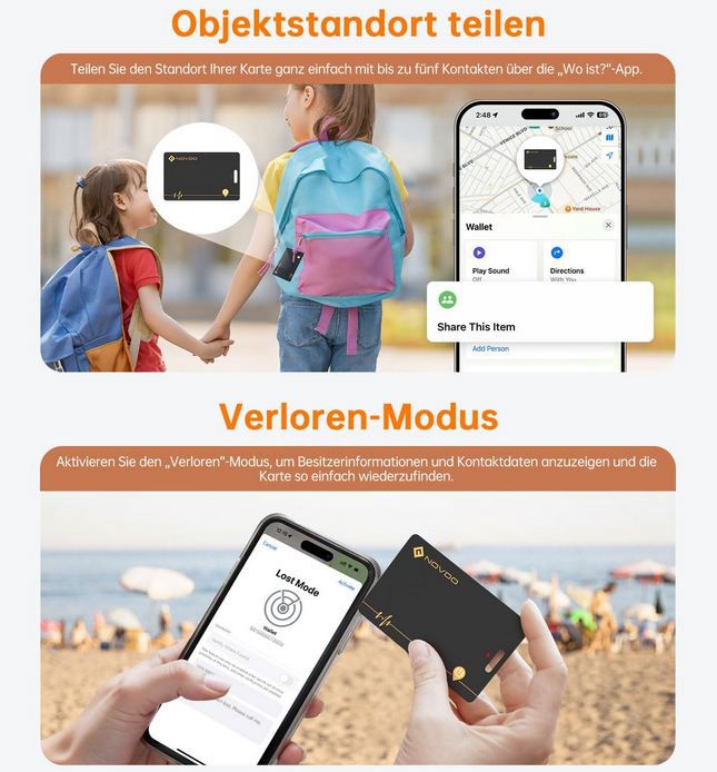 🔍 Novoo Air Tag Karte mit Apple Find My für 14,99€ (statt 20€)
